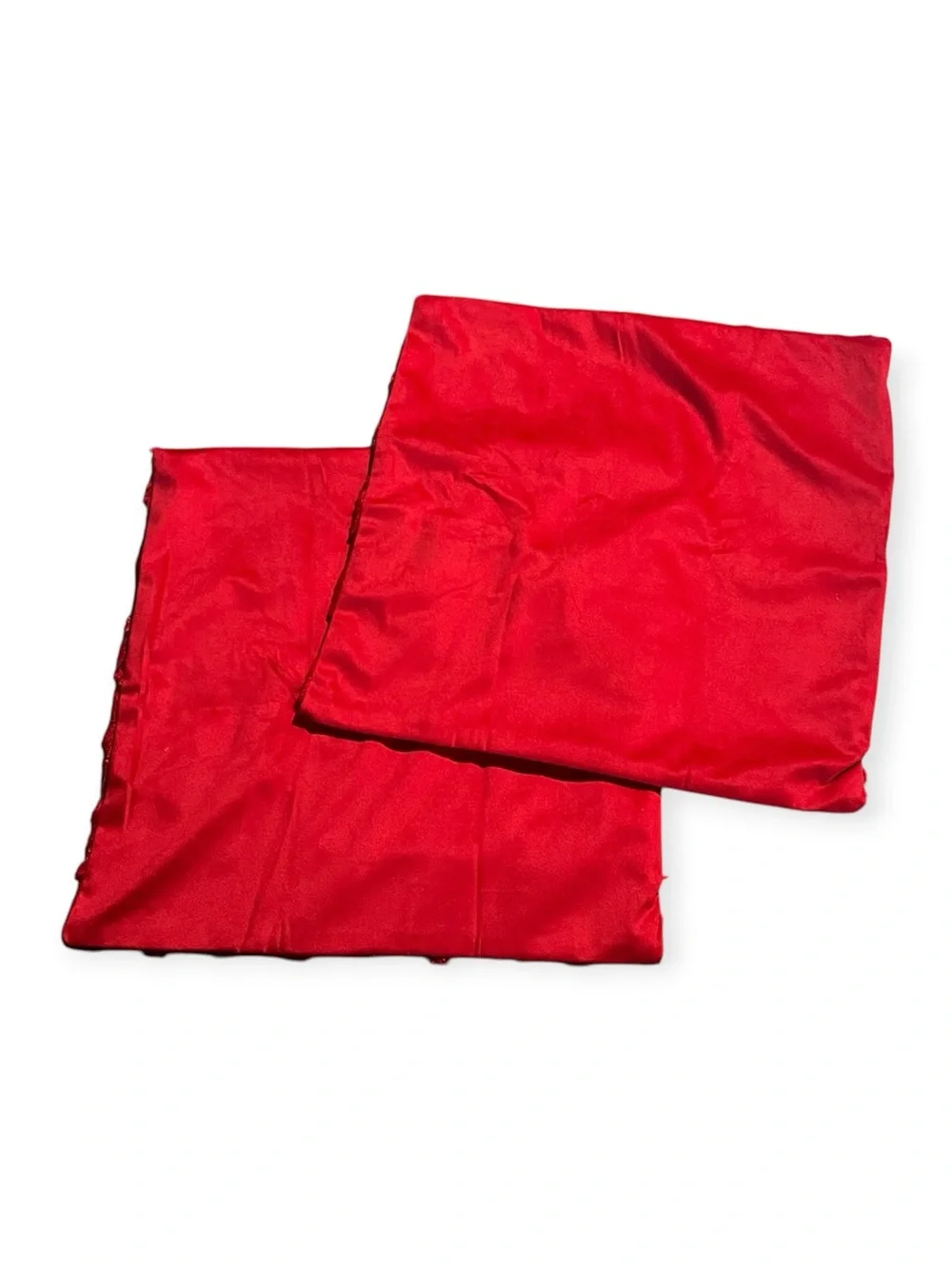 New! Festive Red Holiday Throw Pillow Covers Set with Gold Embroidery